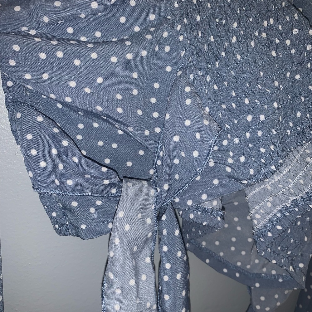 Dust Blue blouse with white dots from SheIn size L brand new never worn